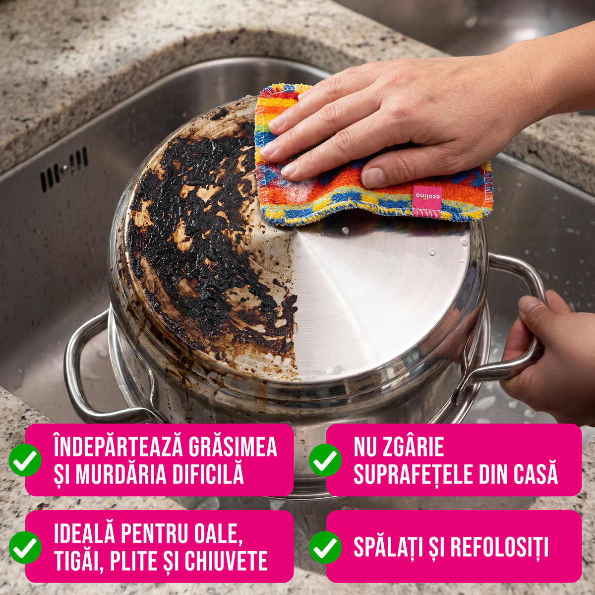 Laveta Abrazivă Ecolino (Set de 4 bucăți)