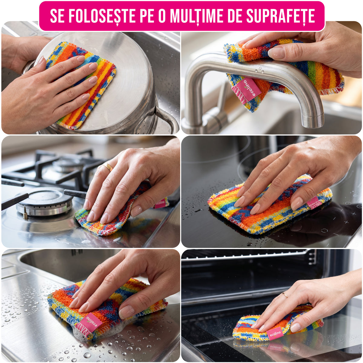 Laveta Abrazivă Ecolino (Set de 4 bucăți)